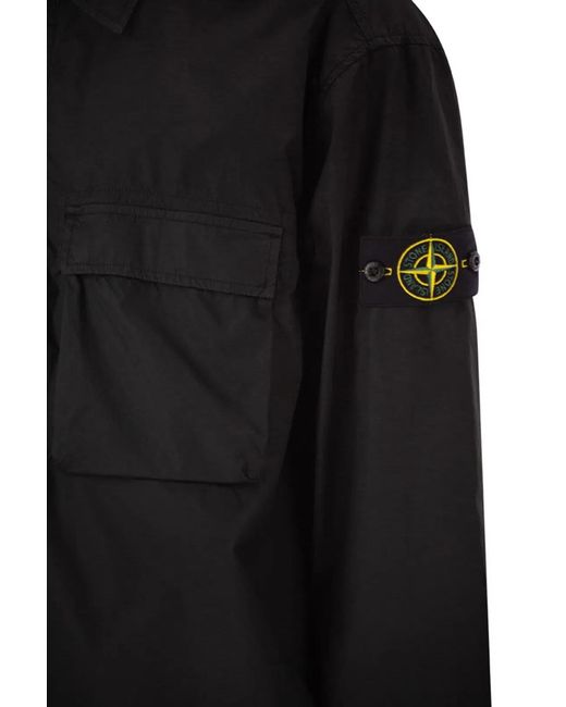 Stone Island Black Comfort Fit Overshirt With Press Studs for men