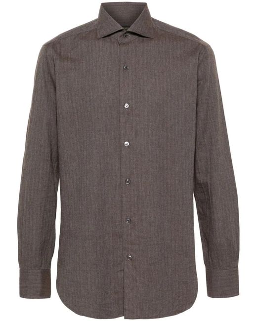Barba Napoli Gray Neck Shirt for men