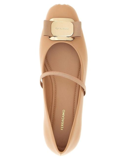 Ferragamo White 'Zina' Ballet Flats