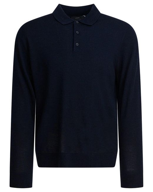 Vince Blue Merino Wool Polo Shirt for men