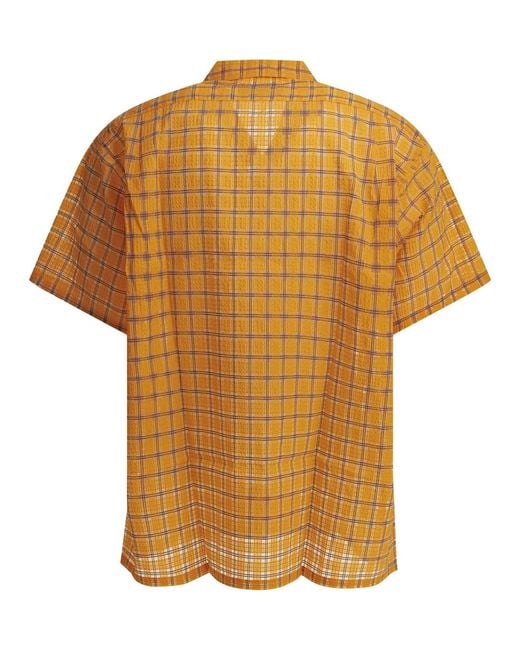 Beams Plus Orange "Open Collar Nylon Airy Plaid" Casual Shirt for men