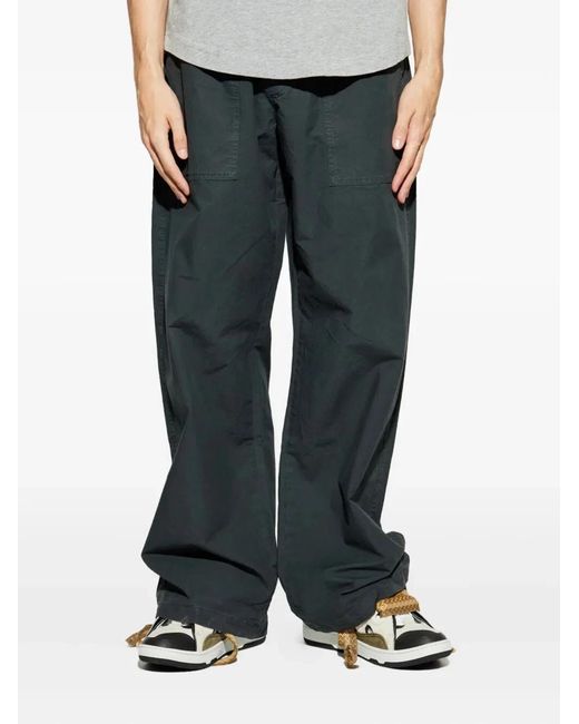Palm Angels Blue "Curved Logo Loose" Trousers for men