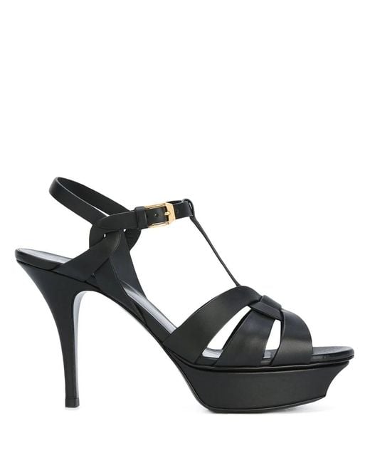 Saint Laurent Black Tribute 75 Platform Leather Sandals