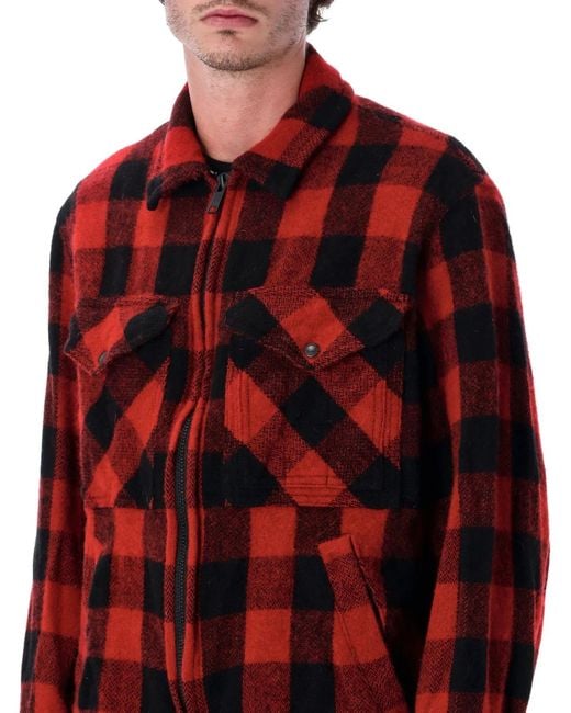Junya Watanabe Red Wool Buffalo Check Jacket for men