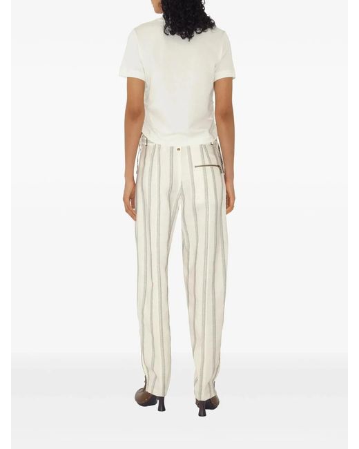 Burberry White T-Shirt With Check Finishes