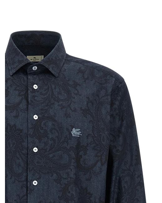 Etro Blue 'Paisley Ramage' Shirt for men