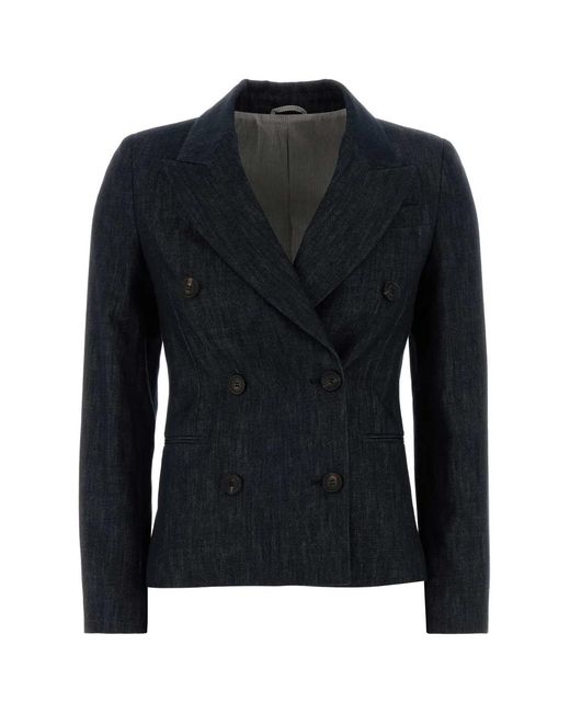 Brunello Cucinelli Black Dark Denim Blazer