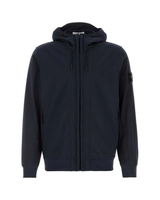 Stone Island Blue Biker Jacket for men