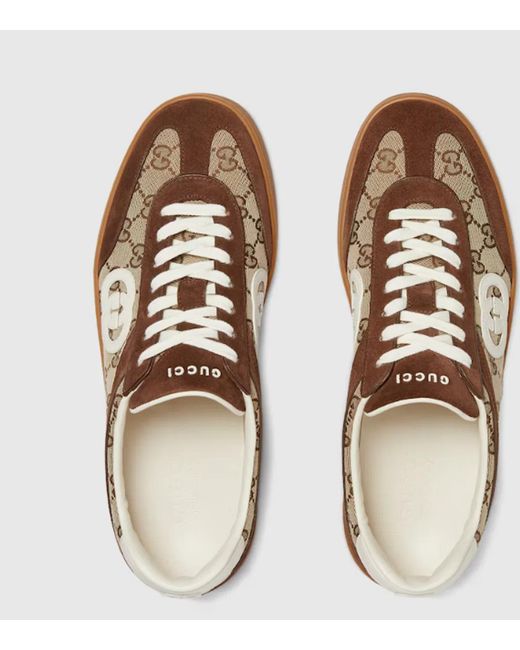 Gucci Black Gg Fabric And Suede Sneakers for men