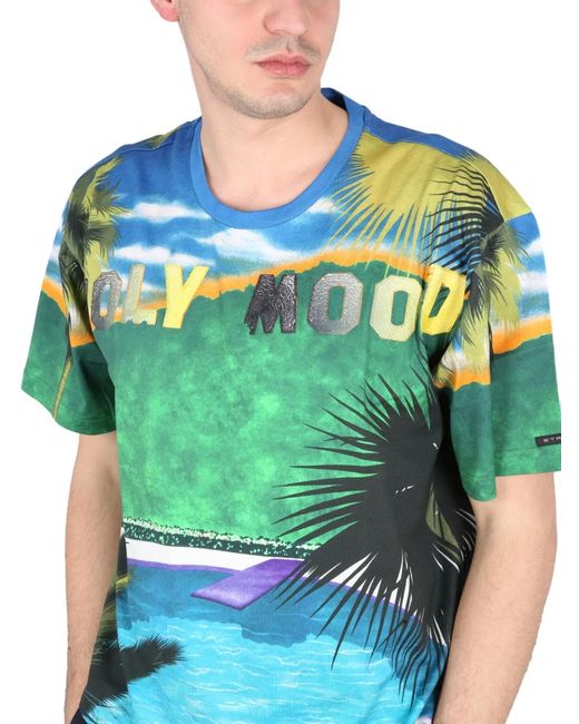 Etro Green California Print T Shirt for men