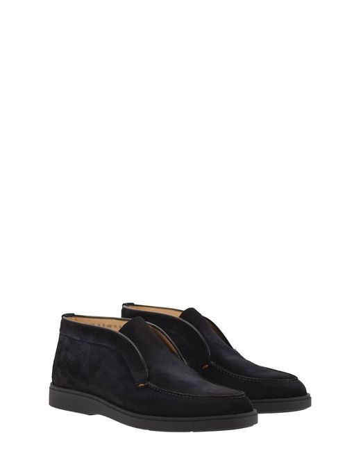 Santoni Black Suede Leather Desert Boot for men