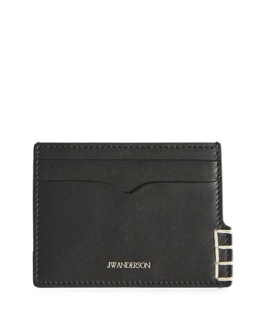 J.W. Anderson Black Whipstitch-Detail Logo-Print Cardholder for men