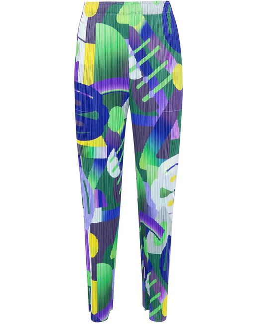 Pleats Please Issey Miyake Blue Pleats Please By Issey Miyake "Playground" Trousers