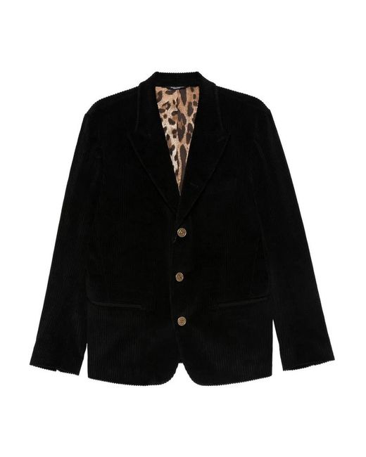 Dolce & Gabbana Black Dolce & Gabbana Ribbed Single-Breasted Blazer for men