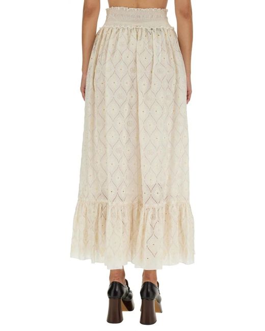 Gucci Natural Floral Broderie Anglaise Skirt