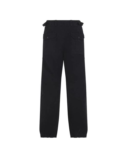 Stone Island Blue Elastane Cotton Logo-Patch Loose-Fit Cargo Pants for men