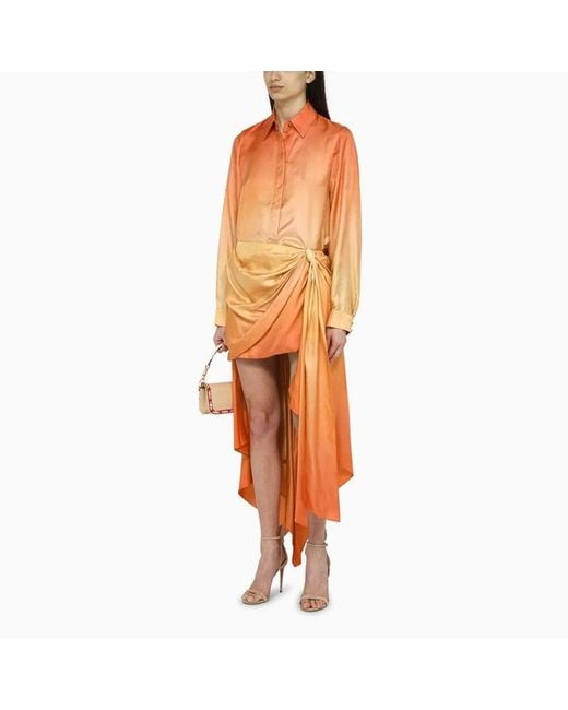 Zimmermann Orange Two-Tone Silk Tranquillity Shirt