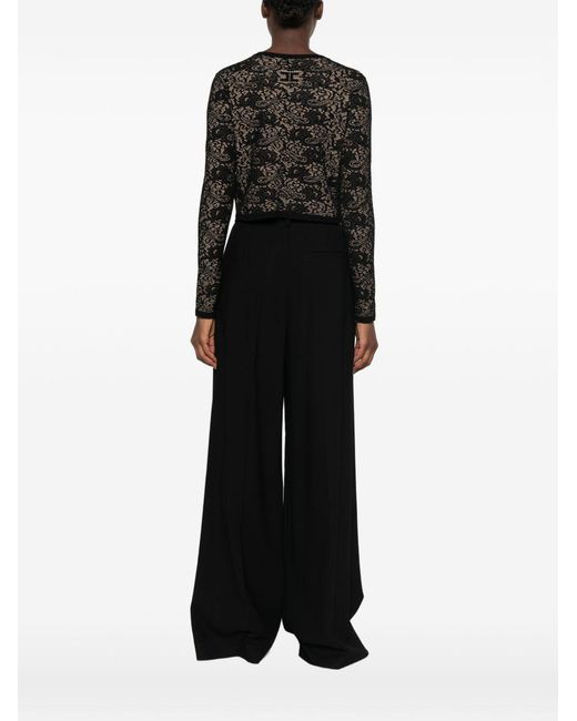 Elisabetta Franchi Black Nero Pelle Knit Lace Cardigan