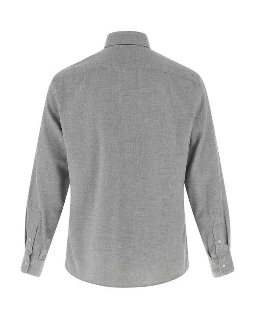 Brunello Cucinelli Gray Cotton Shirt for men