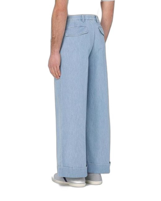 Valentino Blue Denim Pants With Lapels for men