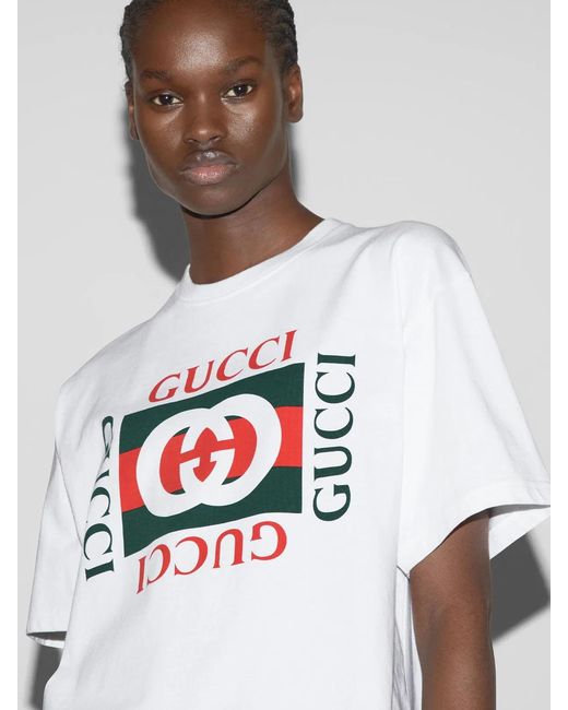 Gucci White Printed Cotton Jersey T-Shirt