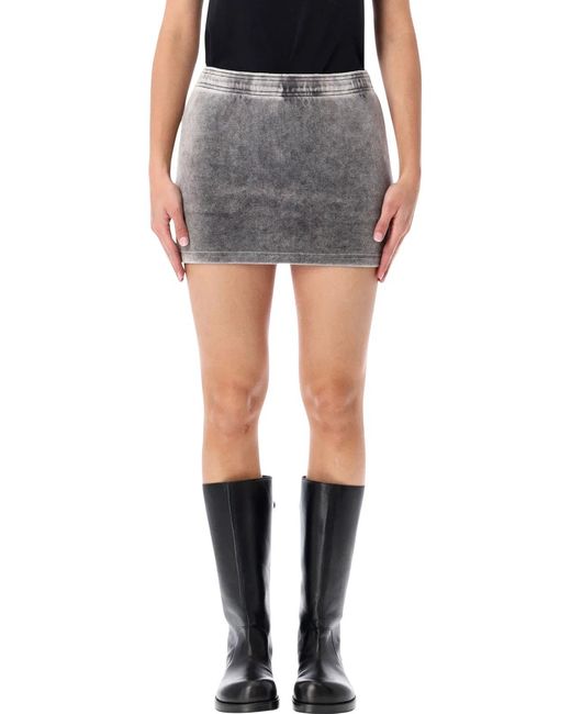 T By Alexander Wang Gray Washed Mid-Rise Mini Skort With Embossed Logo