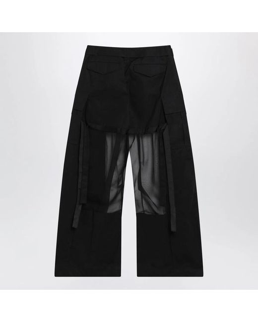 Sacai Black Cargo Trousers With Semisheer Insert