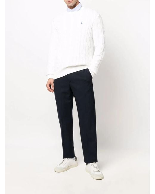 Polo Ralph Lauren White Cotton Sweater Pullover for men