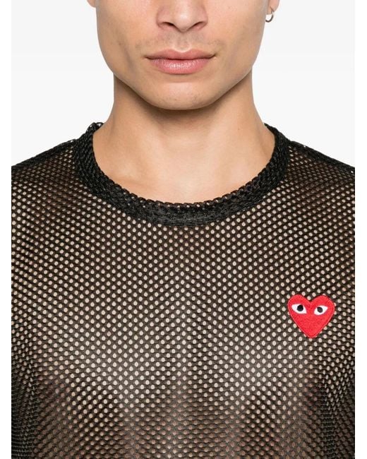 COMME DES GARÇONS PLAY Black T-Shirt Emblem Mesh Heart