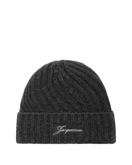 Jacquemus Black Ribbed Knit Hat