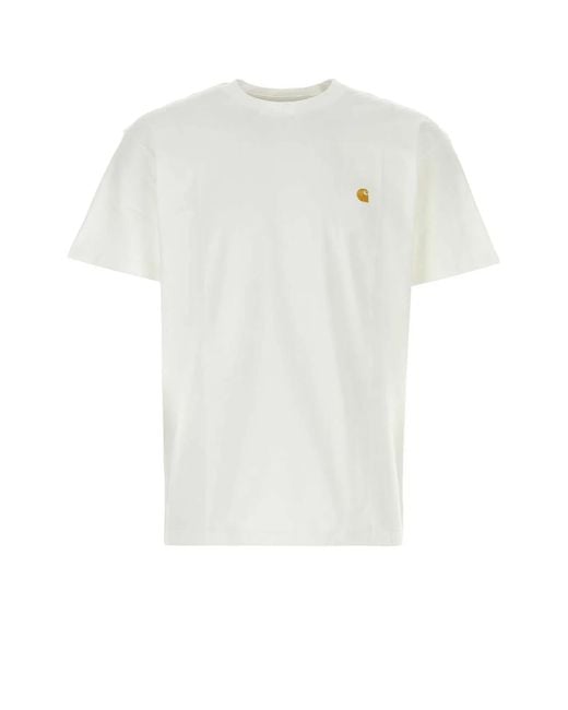 Carhartt White Logo Cotton T-Shirt for men