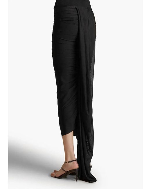 Khaite Black Aura Skirt With Waterfall Folds