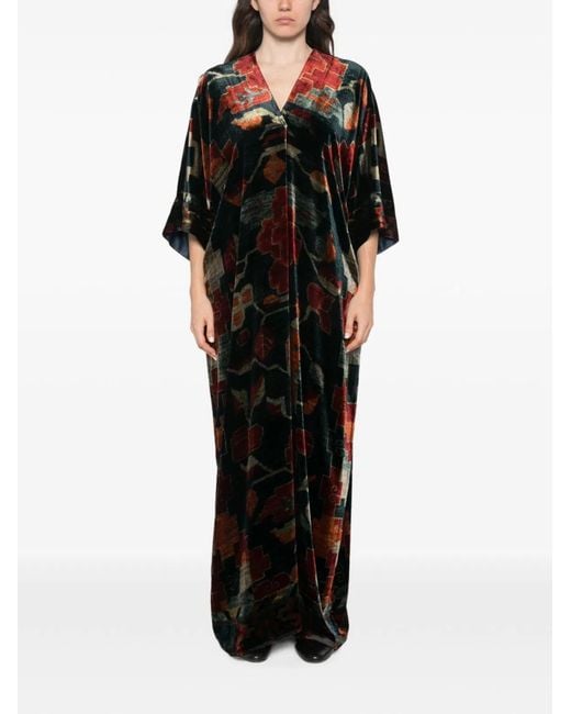 Pierre Louis Mascia Black Printed Long Dress