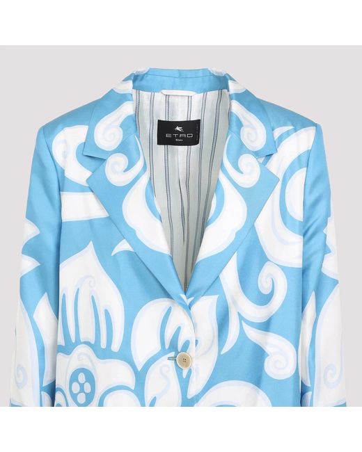 Etro Blue Printed Caban