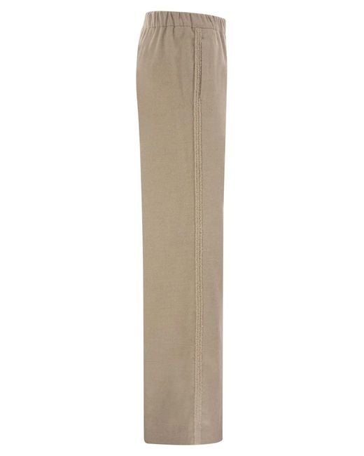 Herno Natural Wide-Leg Flannel-Effect Trousers With Elasticated Waistband