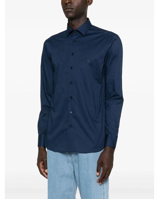 Etro Blue Shirt With Pegasus Motif for men