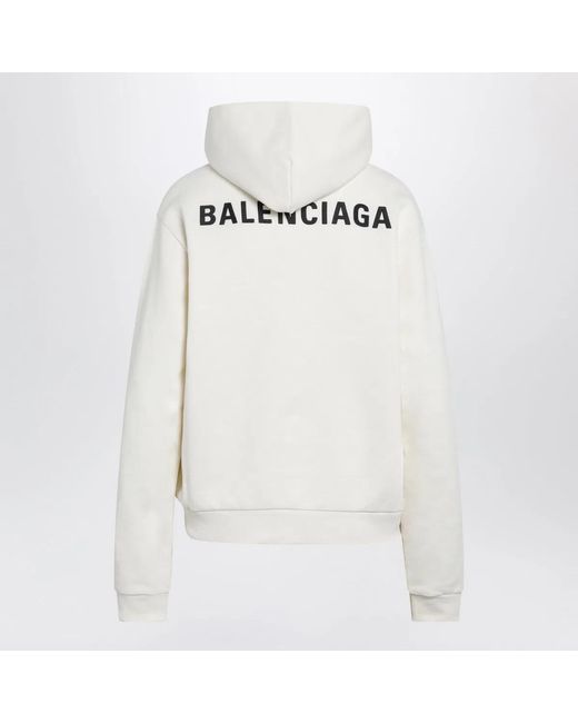 Balenciaga White Mediumfit Embroidered Hoodie