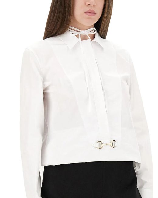 Gucci White Cotton Poplin Shirt With Clamp