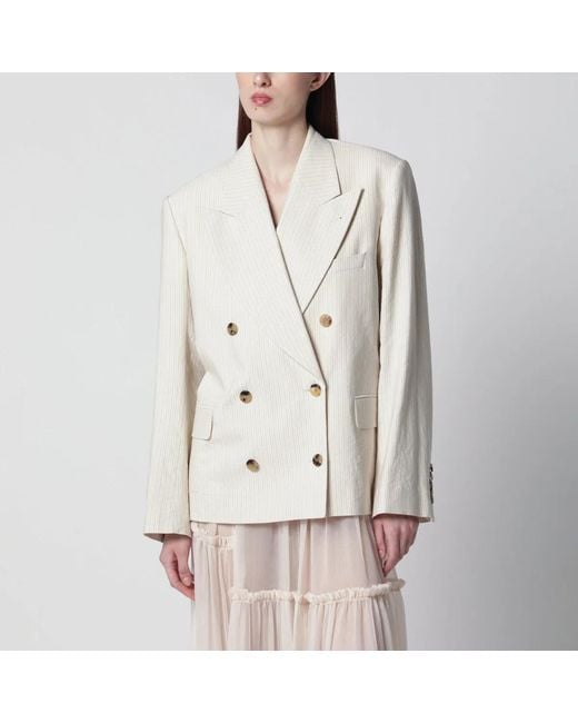 Dries Van Noten Natural Écru Oversized Double-Breasted Jacket By