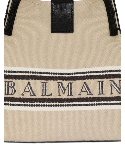 Balmain Natural Release Canvas And Leather Bucket Bag