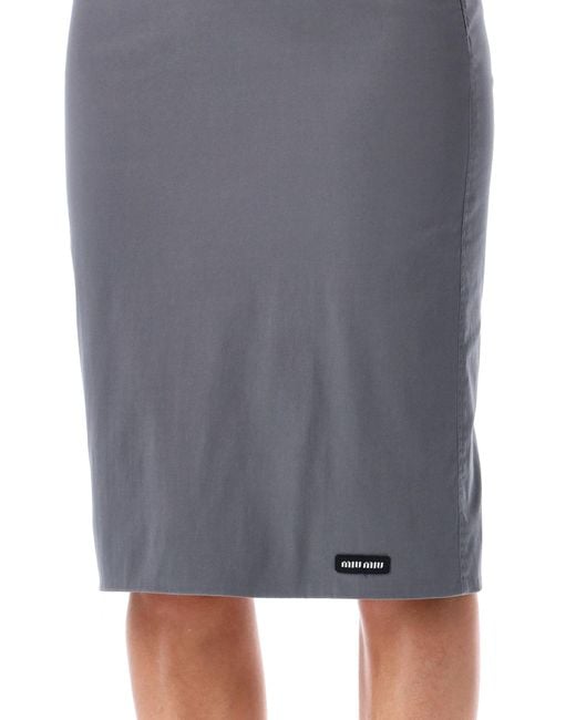 Miu Miu Black Stretch Poplin Skirt