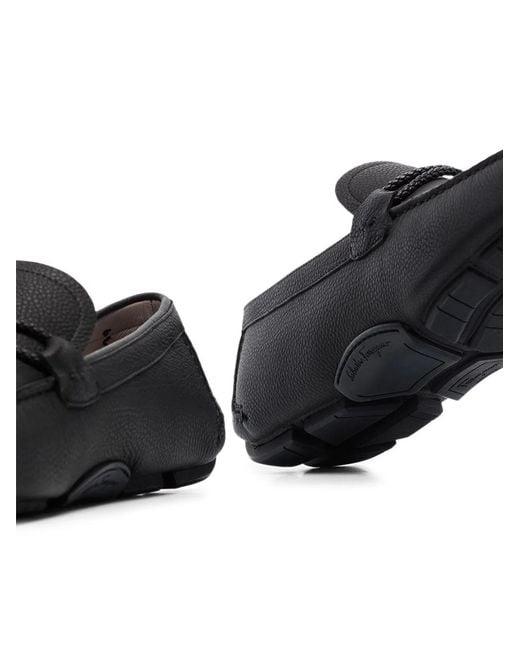 Ferragamo Black Gancini Driver Shoes for men