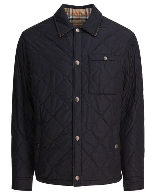 Burberry Men's Blue Brighton Reversible Quilted Nylon Overshirt