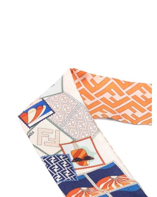Fendi White Printed Silk Bandeau