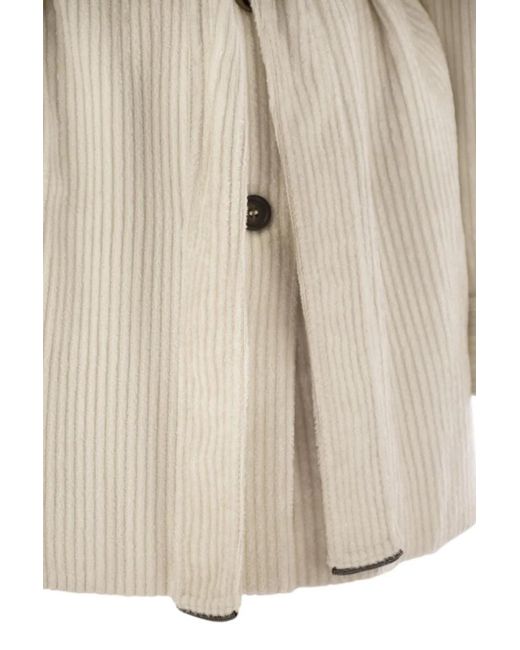 Brunello Cucinelli Natural Corduroy Safari-Style Jacket With Jewellery