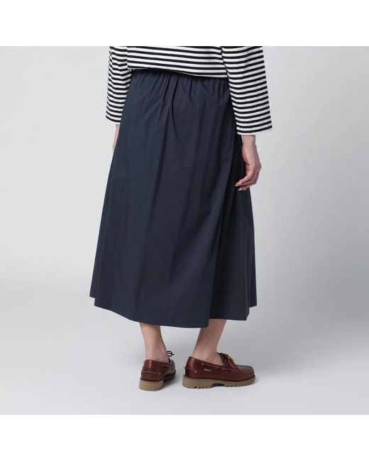 PT Torino Blue Pleated Cotton-Blend Skirt