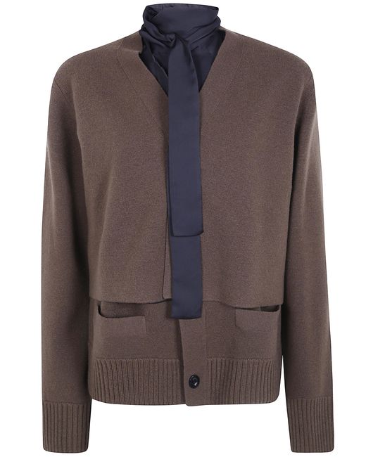 Sacai Brown Wool Knit Cardigan