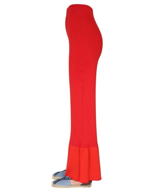 Stella McCartney Red Ribbed Knit Trousers