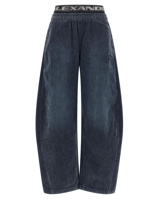Alexander Wang Blue Denim Pants With Elastic Waistband