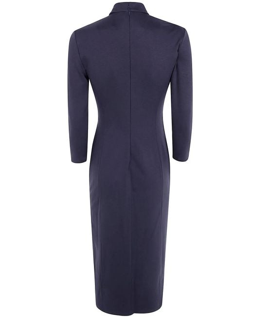Giorgio Armani Blue Midi Turtle Neck Dress